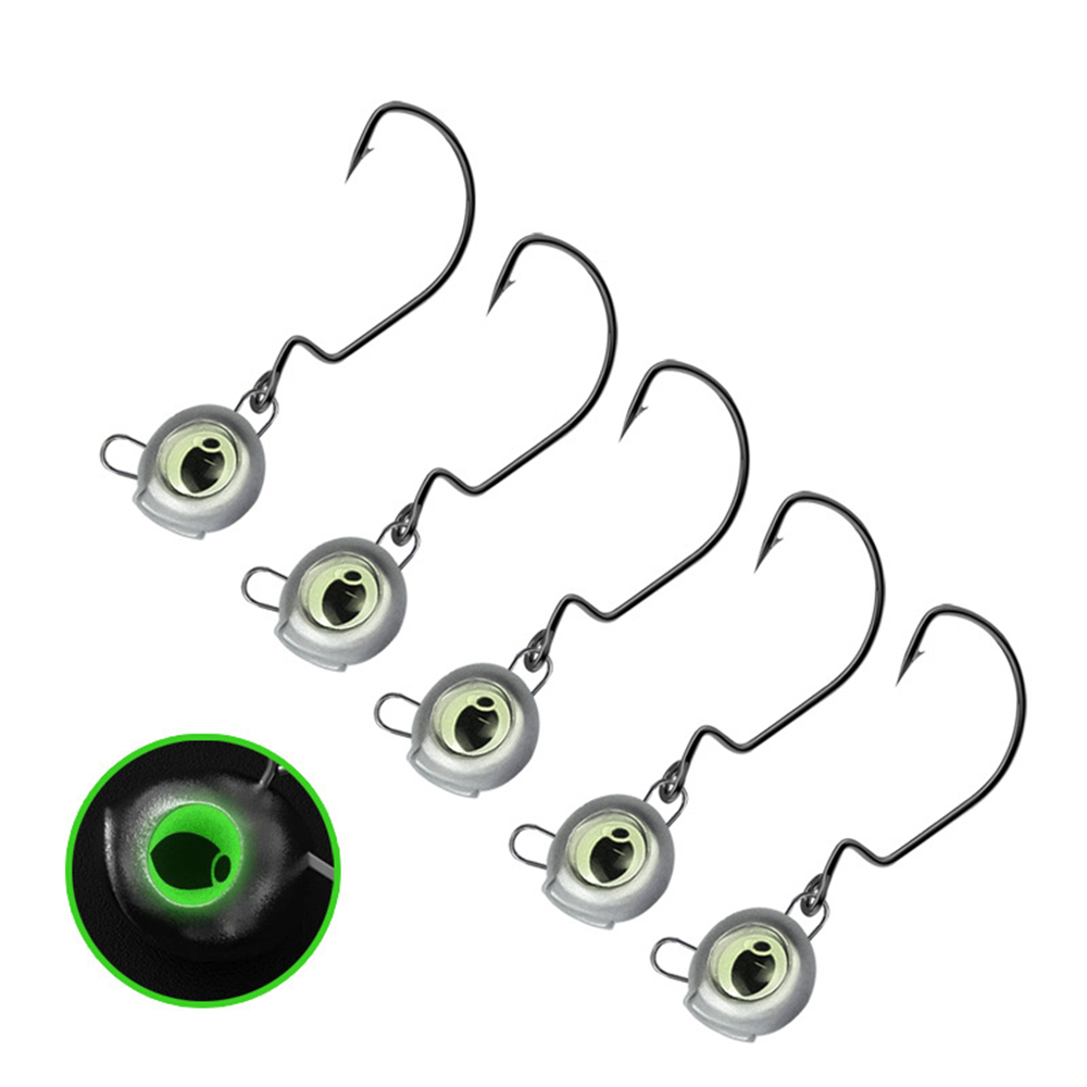 Fishing Hook Weedless - 10 ชิ้น Weedless Jig หัว Glow