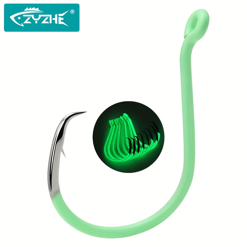 Fishing Hook Circle - ZYZHE 10 ชิ้น/กล่อง ตะขอเกี่ยววงกลมเรืองแสง ตะขอเกี่ยวทรงปากนกอินทรี 10