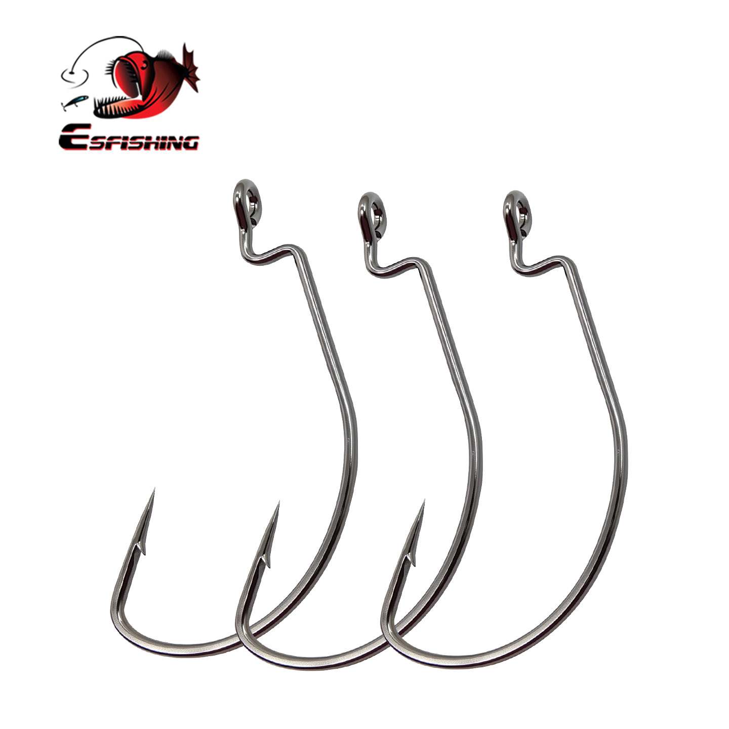 Fishing Hook Offset - เบ็ดตกปลา ESFISHING แบบออฟเซ็ต ผลิตจากเหล็กกล้าคาร์บอน สำหรับตกปลาขนาดใหญ่ แบบมีเงี่ยง