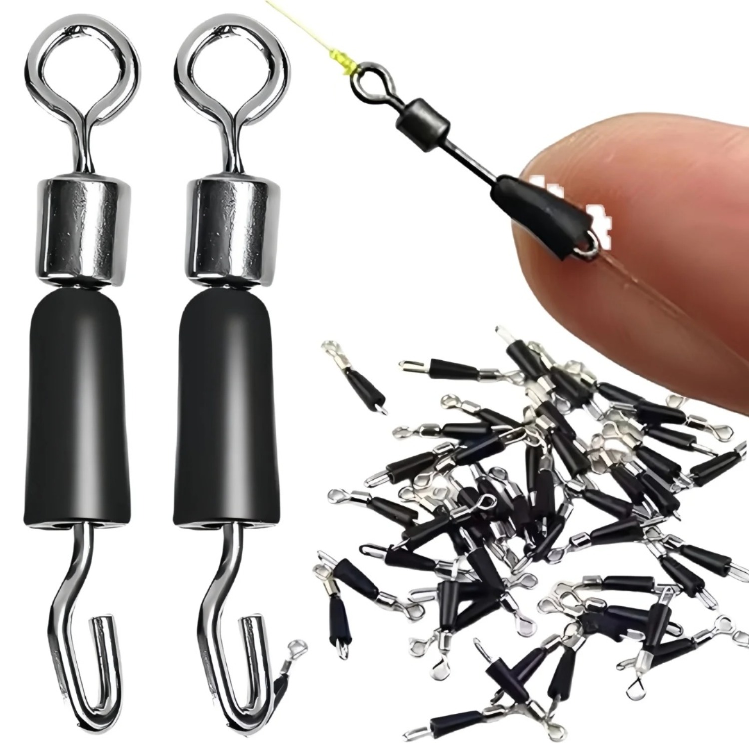 Fishing Hook Jig - ชุดอุปกรณ์ตกปลาคาร์พ 50 ชิ้น ประกอบด้วย ตัวหมุนเปลี่ยนสายเร็ว ตัวหมุนสำหรับใส่เหยื่อแบบ