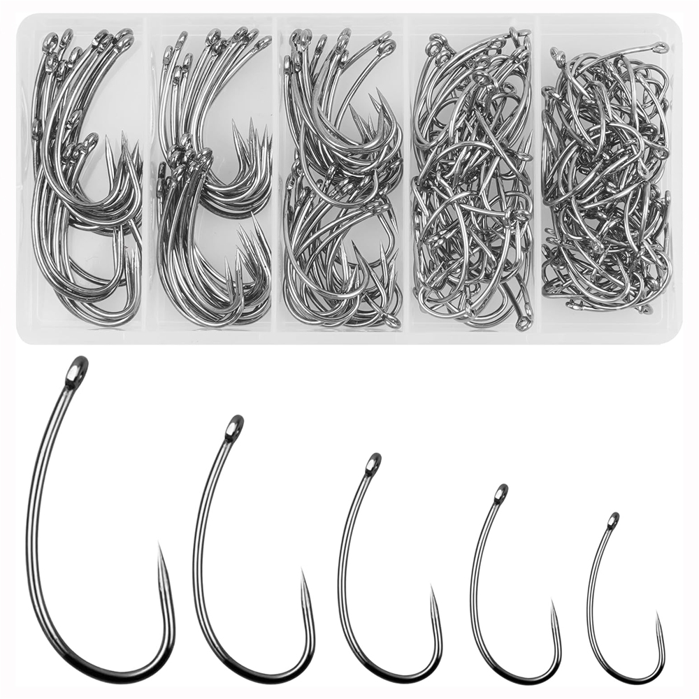 Fishing Hook Circle - ชุดตะขอตกปลาไร้เงี่ยง180ชิ้นตะขอตกปลาคาร์พตะขอโค้งรอกฟลายตะขอวงกลมสำหรับตกปลาคาร์พ