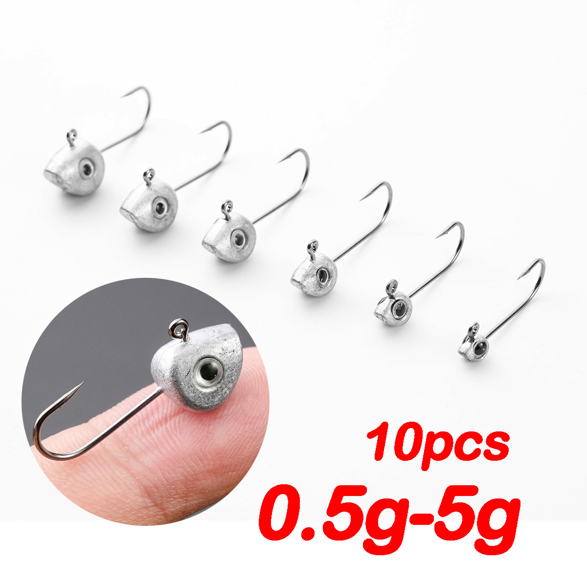 Fishing Hook Offset - 10pcs MINI JIG HEAD Hook 3D
