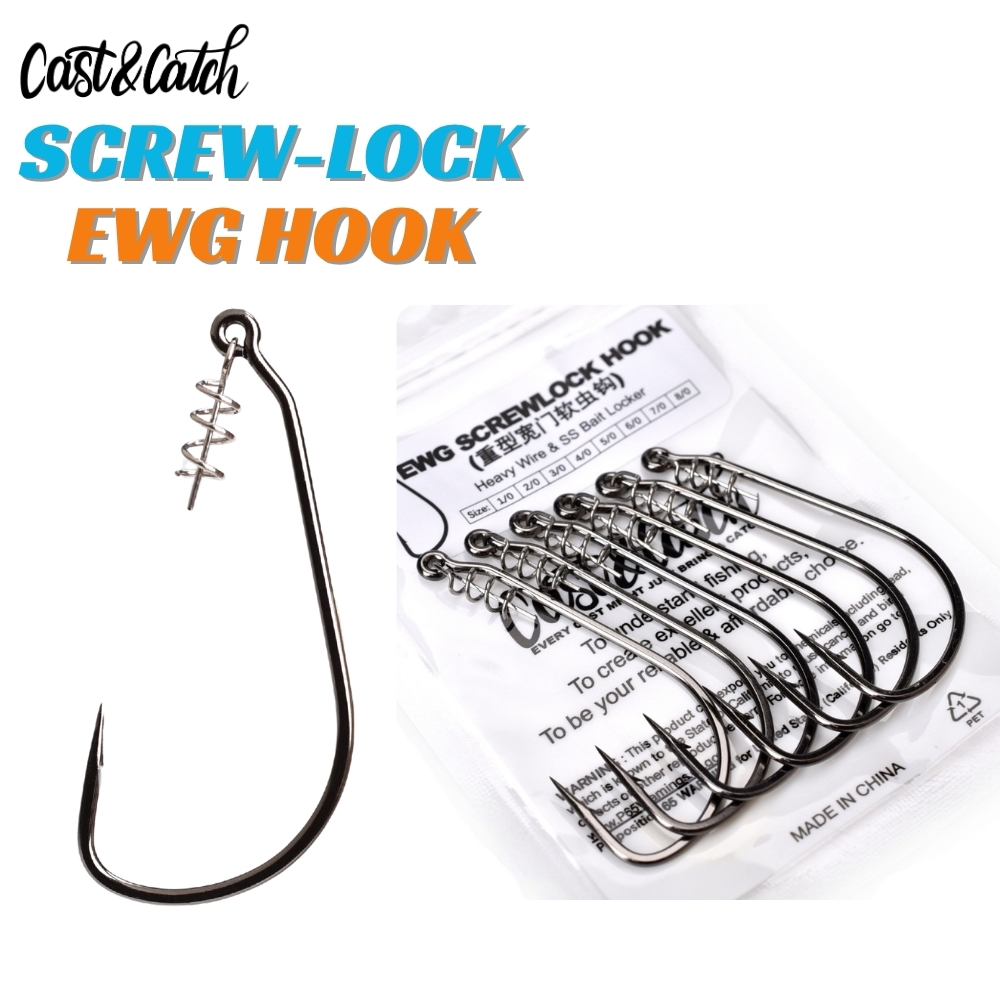 Fishing Hook Weedless - เบ็ดตกปลา Cast&Catch SCREW-LOCK Weedless EWG Hook