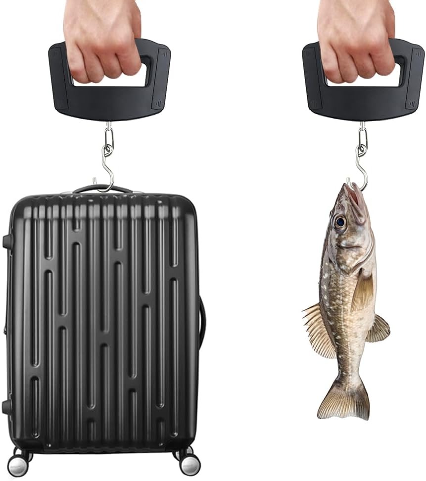 Fishing Hook Stainless Steel - เครื่องชั่งน้ำหนักกระเป๋าเดินทางแบบดิจิตอลแบบพกพาขนาด 50 กก., เครื่องชั่งน้ำหนักแบบแขวนอิเล็กทรอนิกส์ LCD ความแม่นยำ