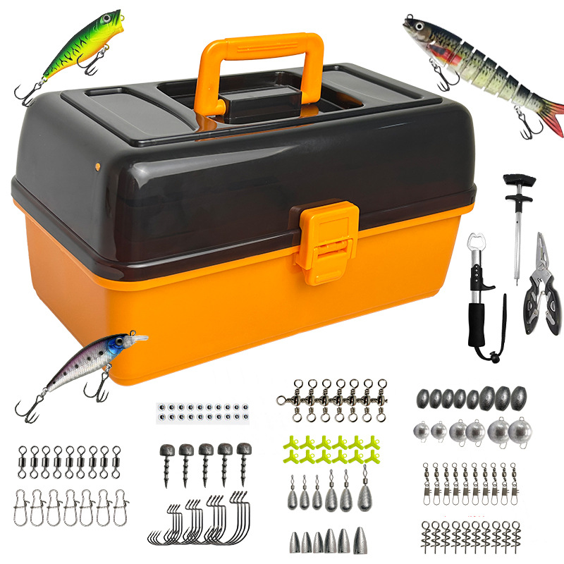Fishing Hook - ชุดอุปกรณ์ตกปลาแบบนุ่ม 4 ชั้น ขนาดใหญ่ สำหรับตกปลาภายนอกอาคาร พร้อมตะขอหัวตะกั่ว