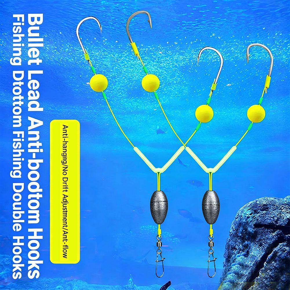 Fishing Hook Weedless - ชุดสายเบ็ดตกปลาแบบ Reverse Off-Bottom Double Hook Rig,