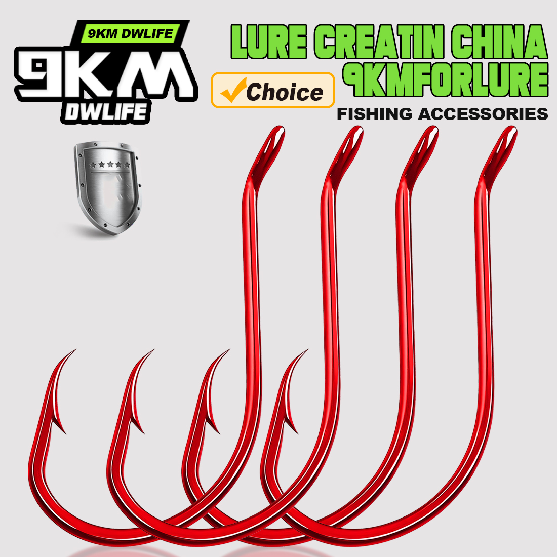 Fishing Hook Circle - 9 กม. 100 ชิ้นตะขอปลาหมึกยักษ์สีแดงที่แข็งแกร่งเป็นพิเศษอเนกประสงค์ตกปลาเหยื่อสดตะขอสําหรับน้ําเค็ม