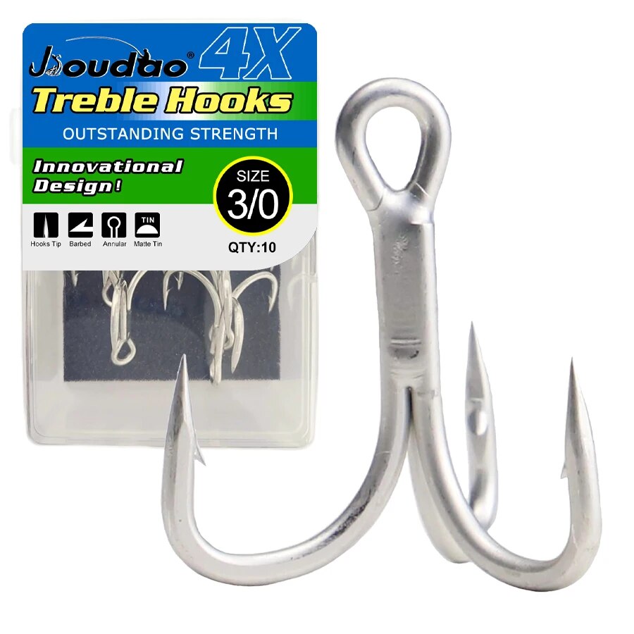 Fishing Hook Offset - ตกปลา TREBLE Hooks เหล็กคาร์บอนสูง 4X Strong