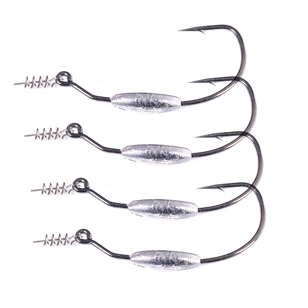 Fishing Hook Offset - ตะขอเบ็ดตกปลาแบบออฟเซ็ตพร้อมตัวล็อคสปริง ป้องกันการเกี่ยว ตะขอเบ็ดแบบตะขอเกี่ยวหน้าท้อง สำหรับเหยื่อหนอนนิ่ม ตกปลาแบบเท็กซัส ริก