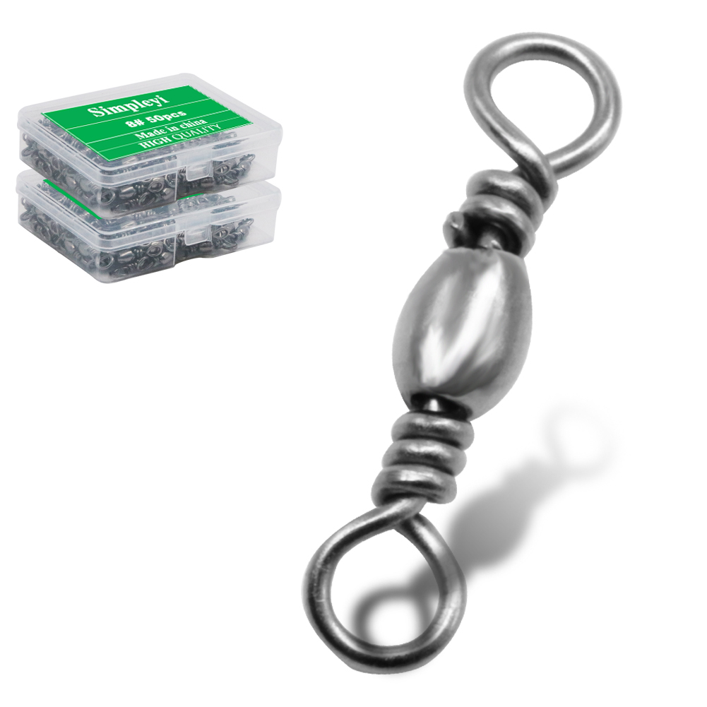 Fishing Hook Stainless Steel - 50Pcs/1กล่องสแตนเลสลูกปืนตกปลา Rolling หมุนบาร์เรล Sea ปลา Hooks