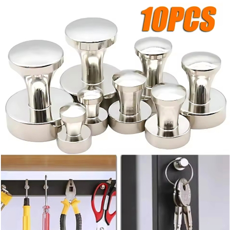 Fishing Hook Stainless Steel - แม่เหล็กตกปลาแบบแข็งแรงพิเศษ 10 ชิ้น พร้อมตะขอแม่เหล็กสำหรับงานหนัก แม่เหล็กนีโอไดเมียมแบบมีรูฝังหัวสกรู
