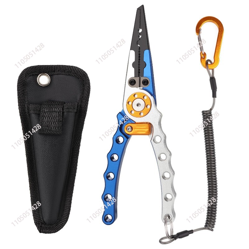 Fishing Hook Remover - คีมตกปลาอะลูมิเนียม, คีมถอดเบ็ดอเนกประสงค์, คีมตัดสาย, คีมตกปลาสำหรับกิจกรรมกลางแจ้งพร้อมสายคล้องป้องกันการสูญหาย