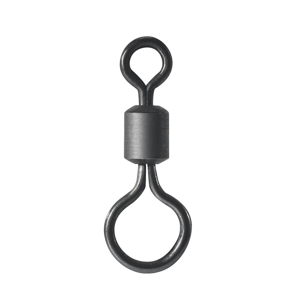 Fishing Hook Size - ตัวหมุนตกปลาคาร์พแบบตาใหญ่ 100 ชิ้น สีดำด้าน ตัวเชื่อมต่อเปลี่ยนเร็ว อุปกรณ์ตกปลา