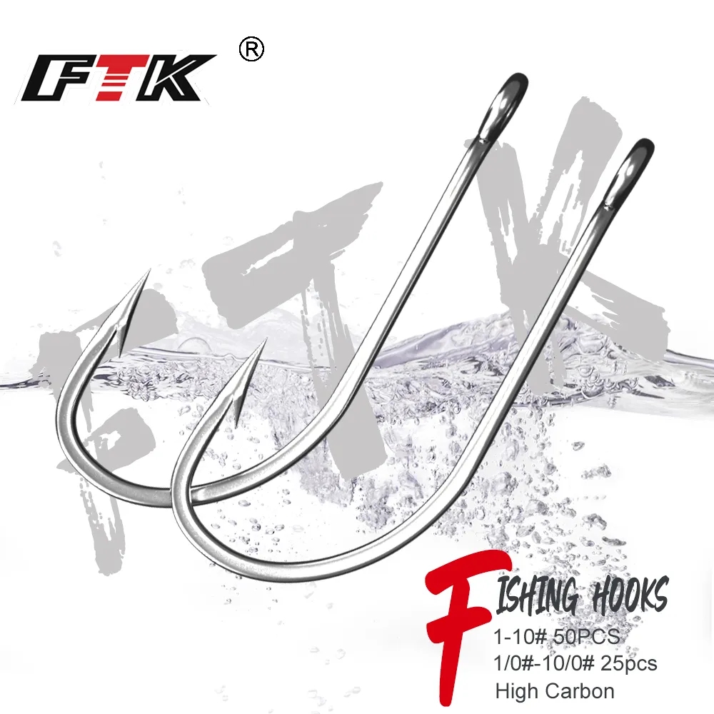Fishing Hook Offset - ตะขอตกปลา FTK 1-10 # 50ชิ้น1/0 #