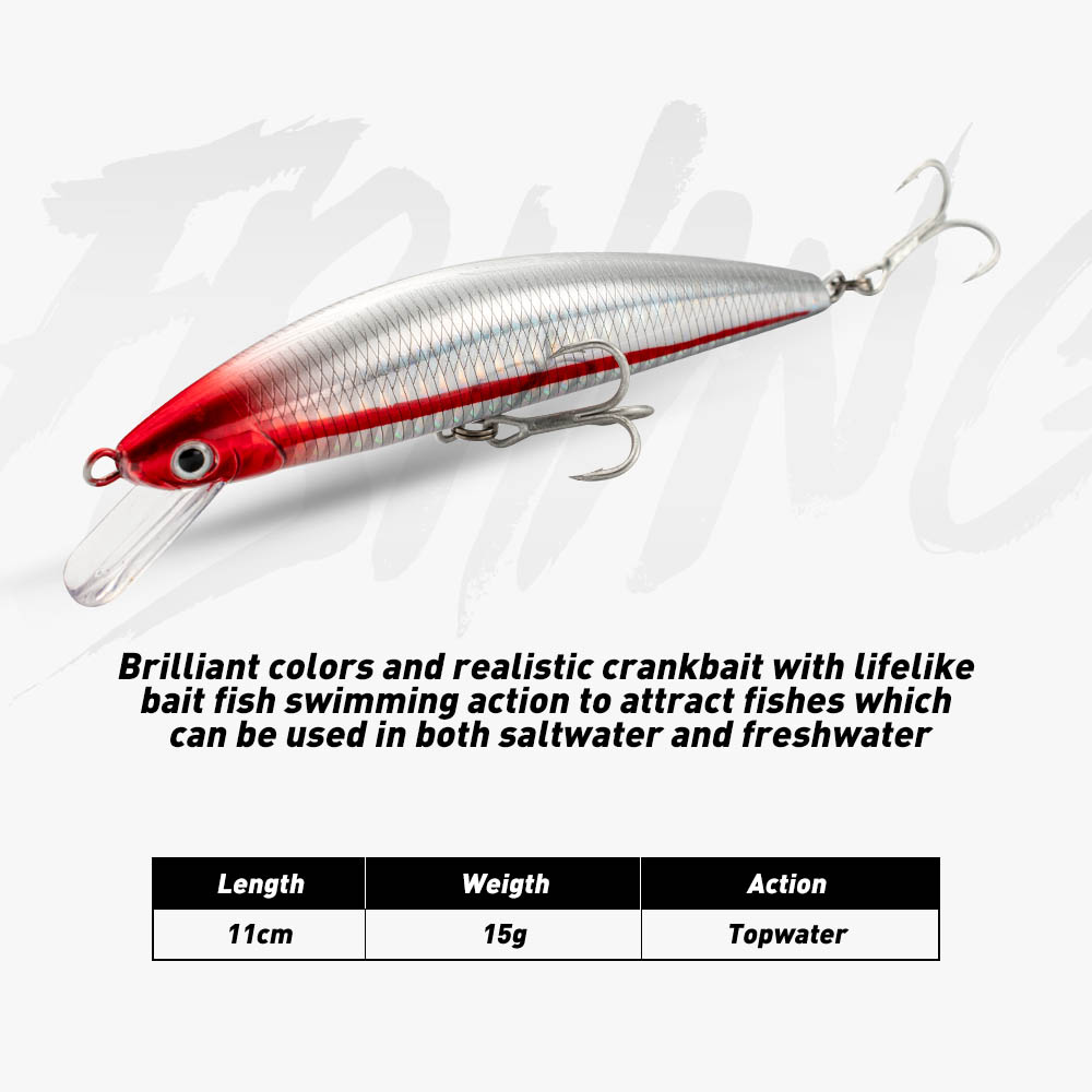 เหยื่อตกปลา Sinking Minnow 13  - Fishing Hook Treble บทวิจารณ์และราคา