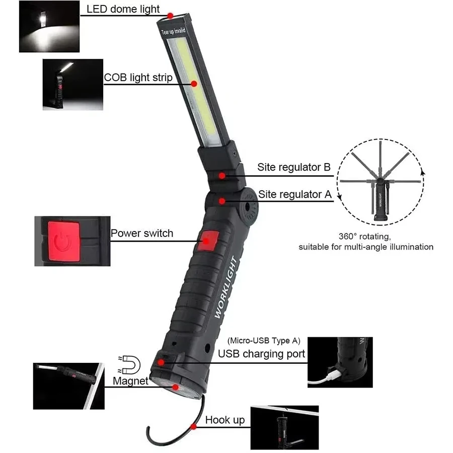 ไฟฉายแม่เหล็กแบบชาร์จไฟได้แบบพ - Fishing Hook บทวิจารณ์และราคา