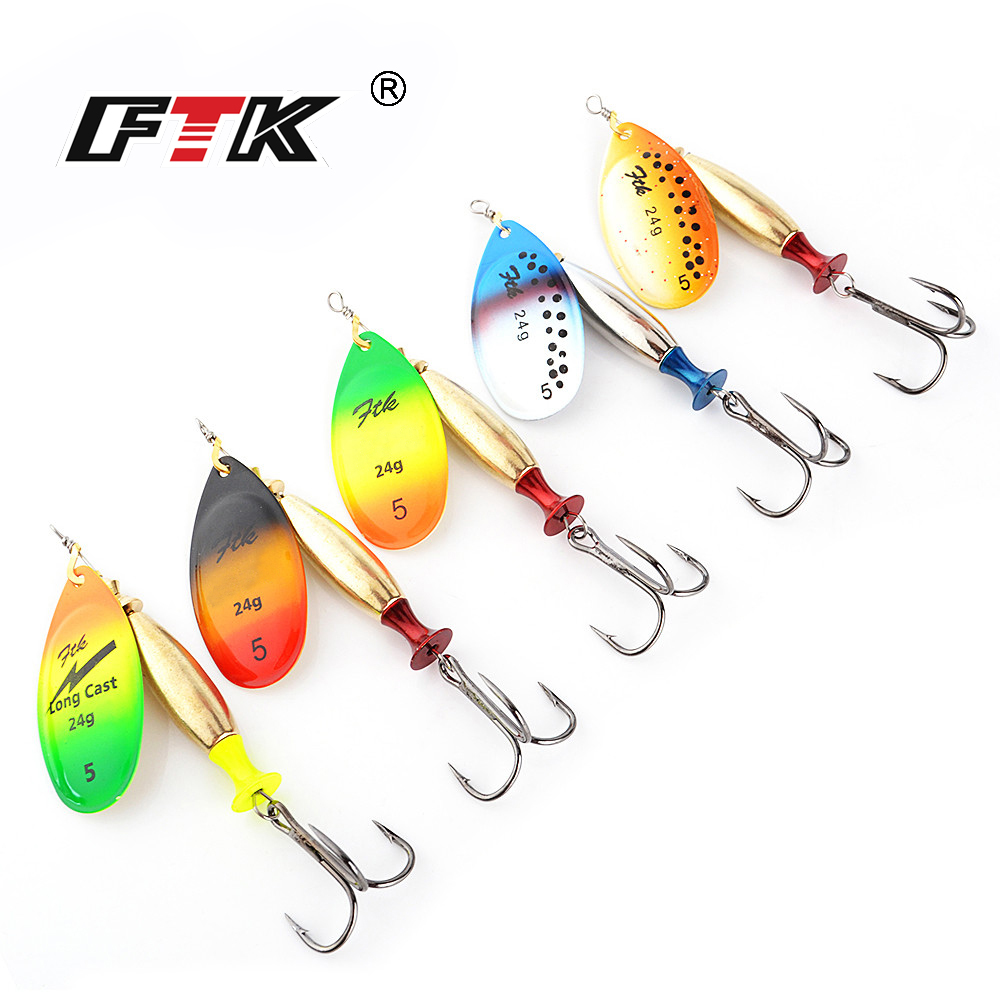 FTK 18g 24g Spinner เหยื่อช้อน - Fishing Hook Treble บทวิจารณ์และราคา