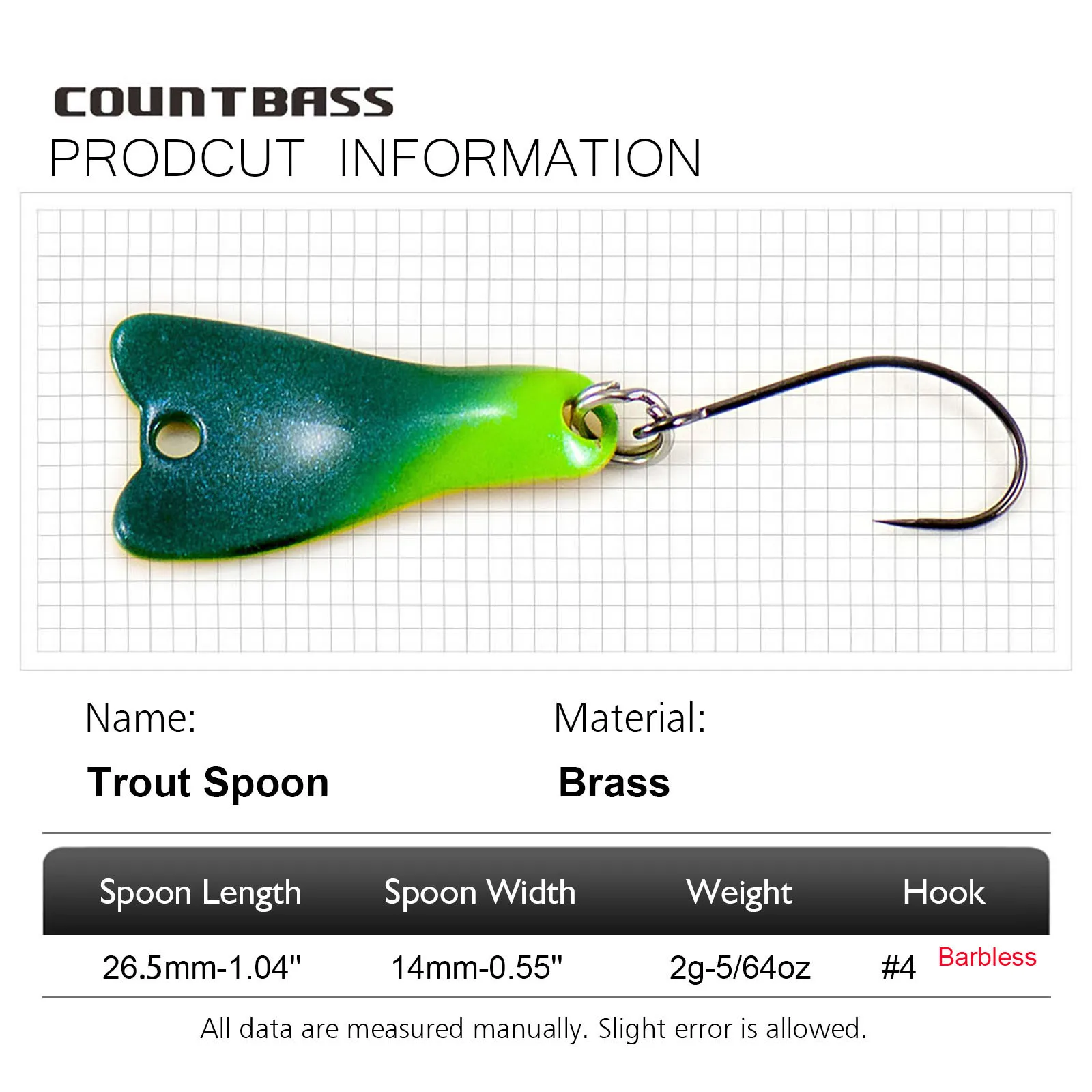 COUNTBASS 5/64oz 2g ช้อนหล่อ B - Fishing Hook Barbless บทวิจารณ์และราคา