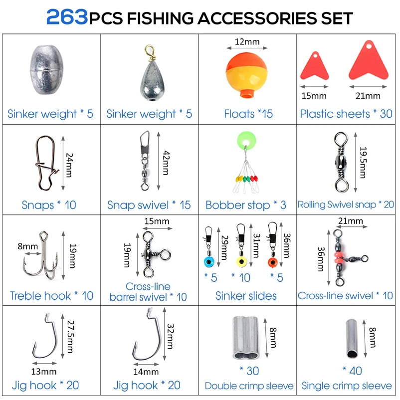 263pcs อุปกรณ์ตกปลากลางแจ้งชุด - Fishing Hook Box บทวิจารณ์และราคา