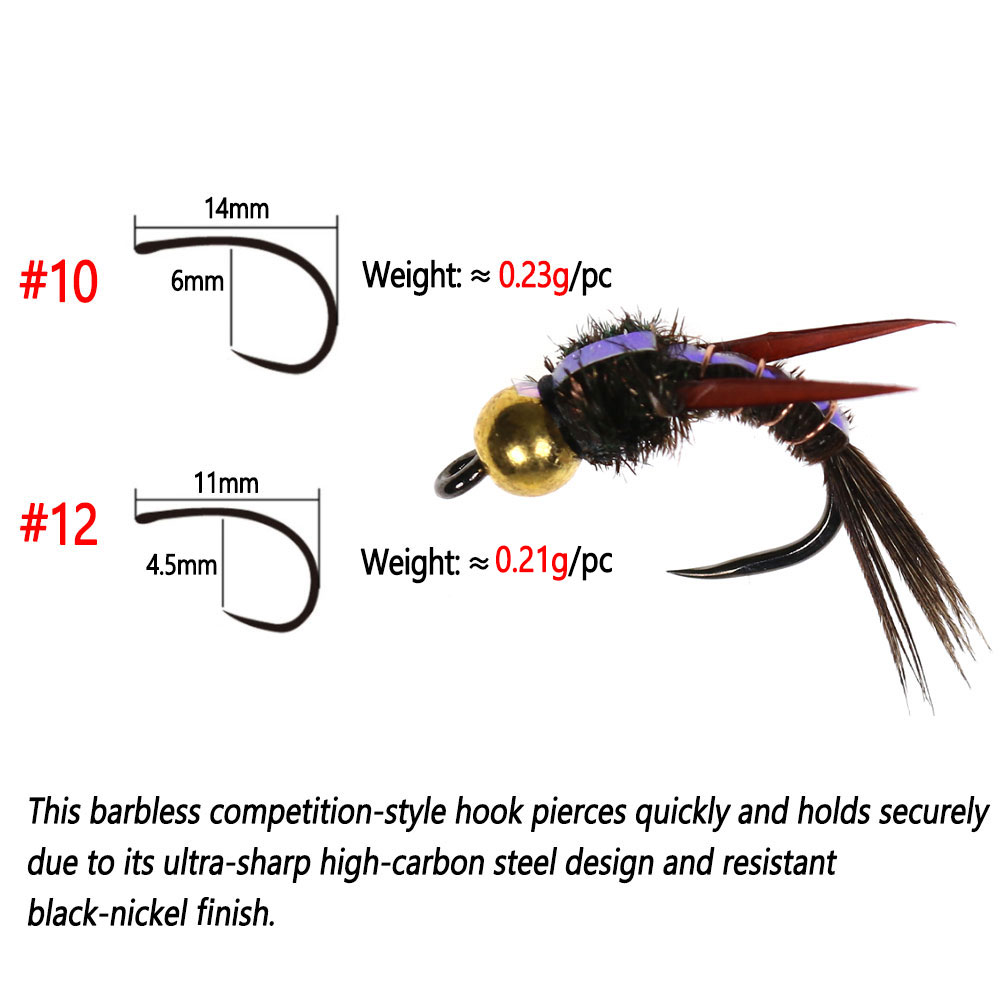 Bimoo 8pcs ทองเหลือง Beadhead  - Fishing Hook Barbless บทวิจารณ์และราคา