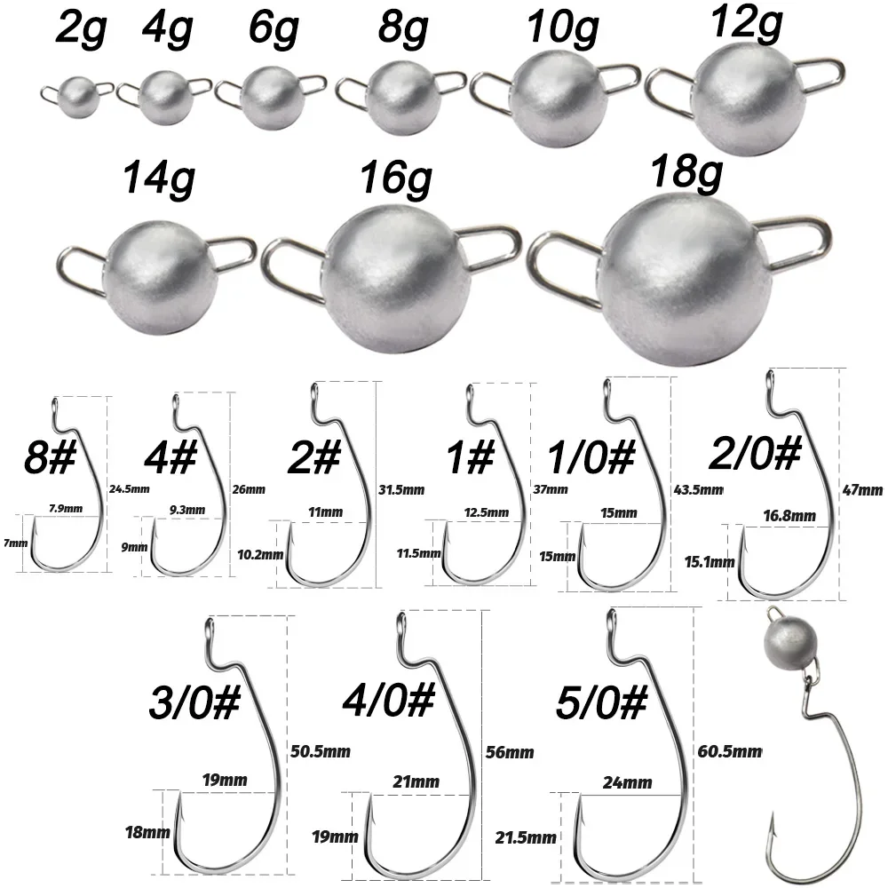 5pcs โลหะ JIG HEAD หนอนตะขอ 2g - Fishing Hook Weedless บทวิจารณ์และราคา